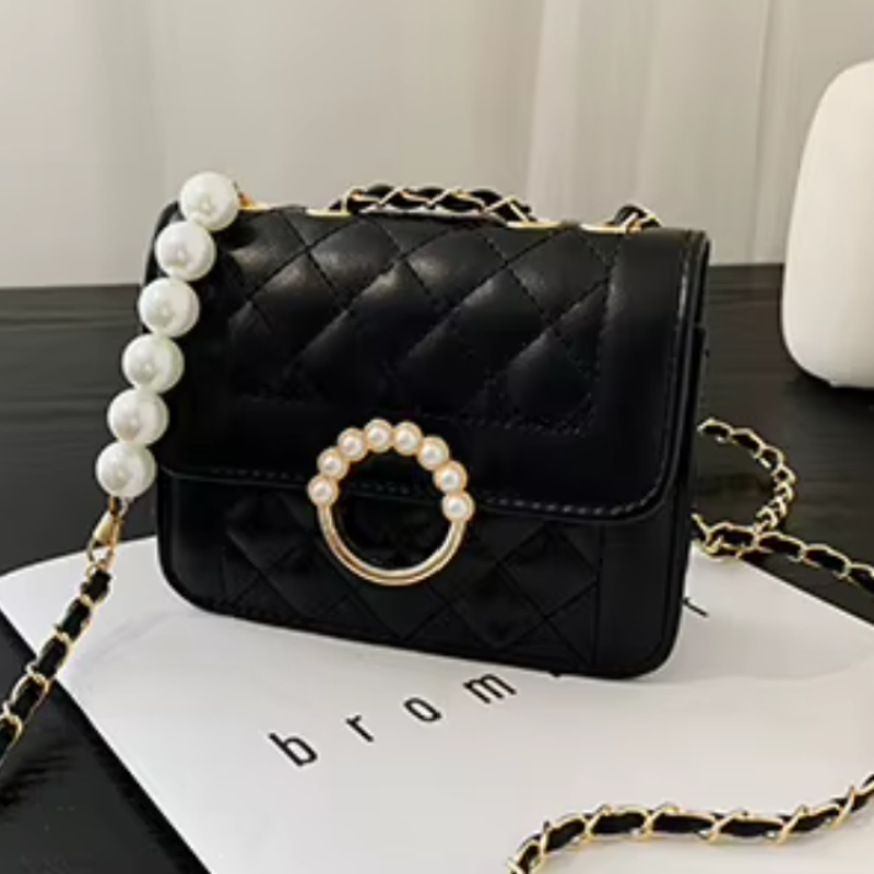 Neue Handtasche – Hochwertige Perlen-Schultertasche für Damen mit Kette