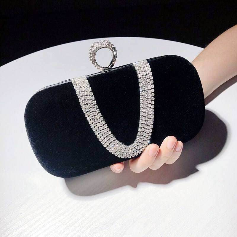 2025 Neue Damen Abendtasche – Wasserfeste Samt Clutch mit Diamantbesatz und Kettenriemen