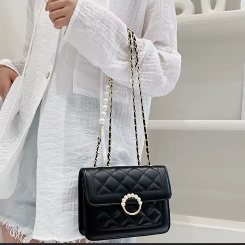 Neue Handtasche – Hochwertige Perlen-Schultertasche für Damen mit Kette