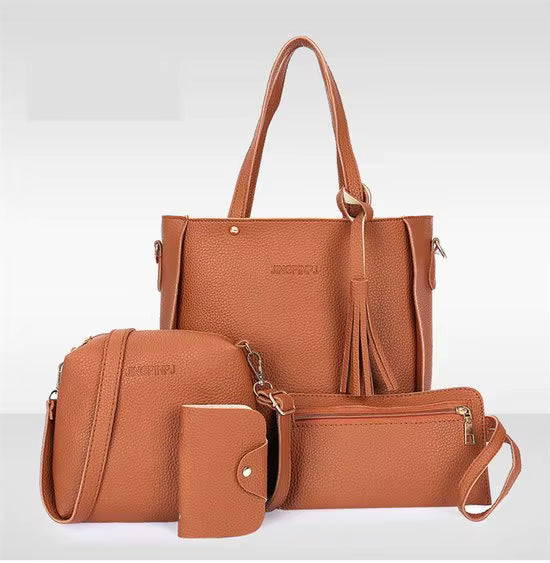 Trendige Lychee Cross Messenger Mother Bag – 4-teiliges Damen-Taschen-Set