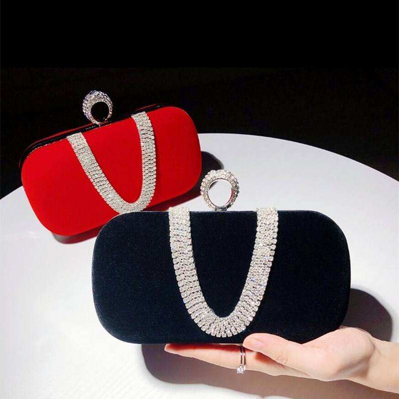 2025 Neue Damen Abendtasche – Wasserfeste Samt Clutch mit Diamantbesatz und Kettenriemen