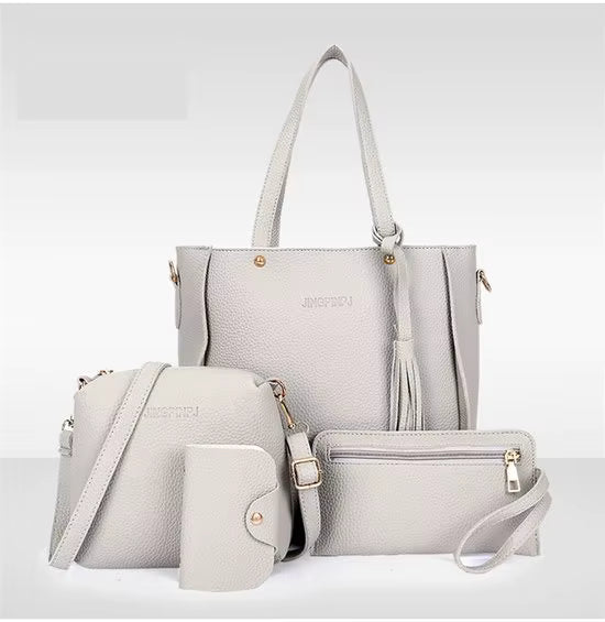 Trendige Lychee Cross Messenger Mother Bag – 4-teiliges Damen-Taschen-Set