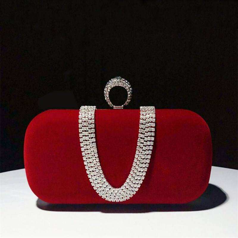 2025 Neue Damen Abendtasche – Wasserfeste Samt Clutch mit Diamantbesatz und Kettenriemen