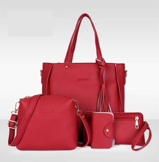 Trendige Lychee Cross Messenger Mother Bag – 4-teiliges Damen-Taschen-Set