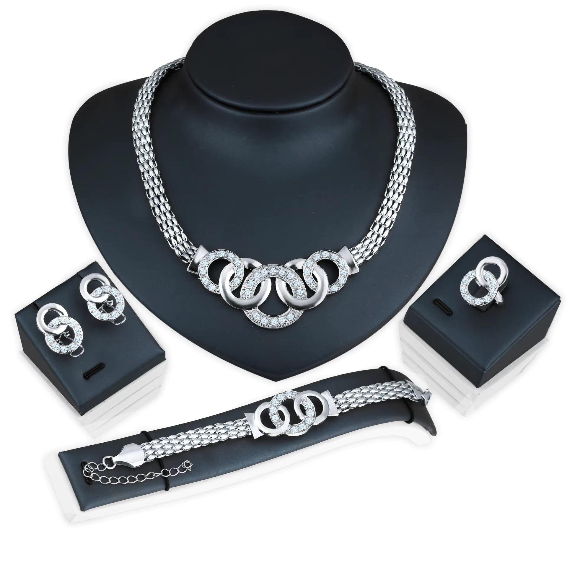Luxus Schmuckset für Damen – 4-teilig, handgefertigt & vergoldet (Elegante Geschenkbox inklusive)