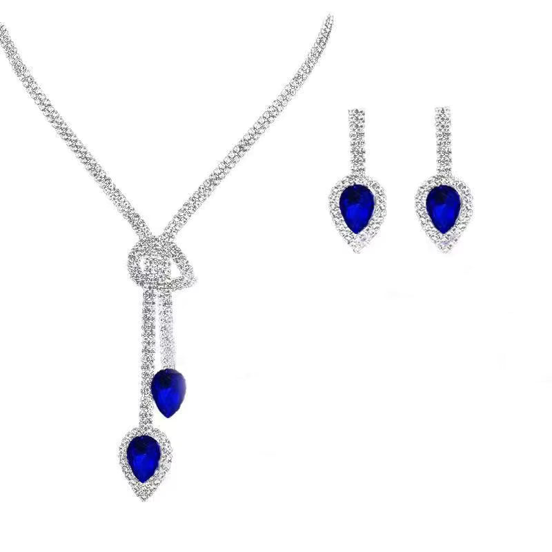 Neues modisches Brautschmuck Set in Elegante Geschenkbox – Halskette und Ohrringe mit Wassertropfen-Design