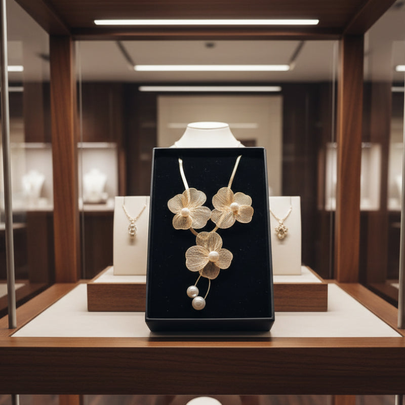 2025 Fashion Blumen Schmuckset – Halskette & Ohrringe (in eleganter Geschenkbox)