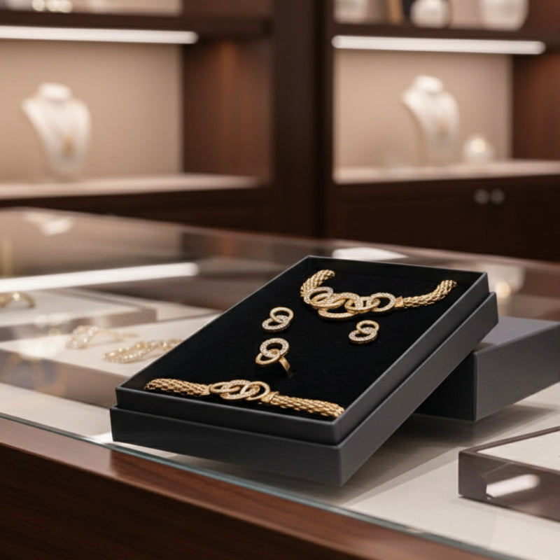 Luxus Schmuckset für Damen – 4-teilig, handgefertigt & vergoldet (Elegante Geschenkbox inklusive)