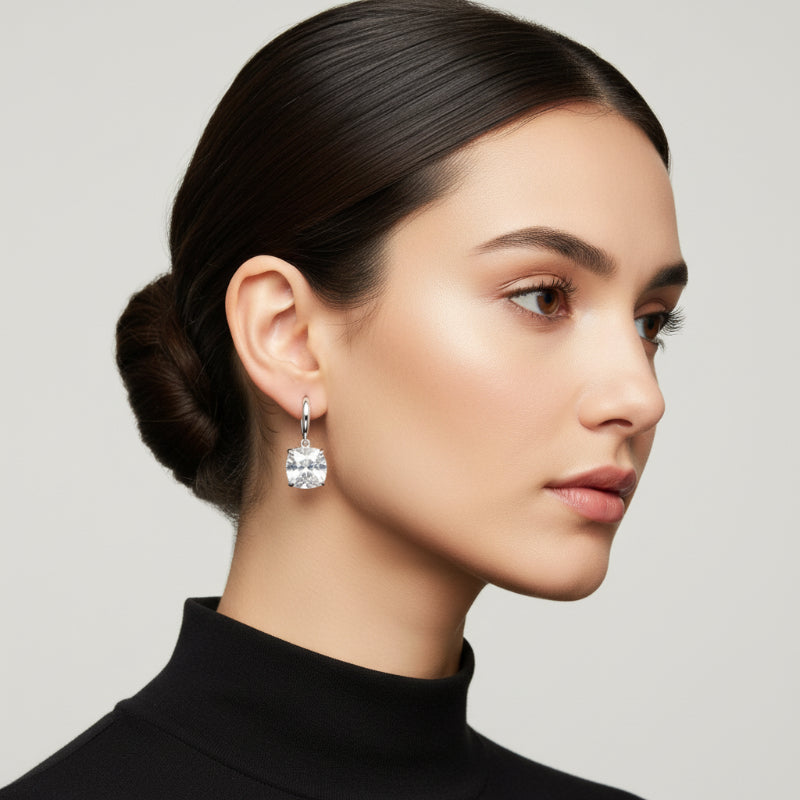 Elegante Ohrringe, Silber plattiert mit Zirkonia-Kristallen – ETERNITY inkl. Schmuckbox