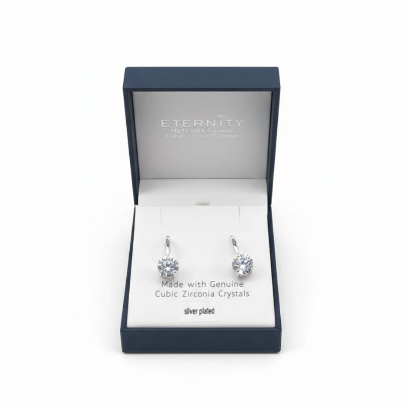 Elegante Ohrringe, Silber plattiert mit Zirkonia-Kristallen – ETERNITY inkl. Schmuckbox