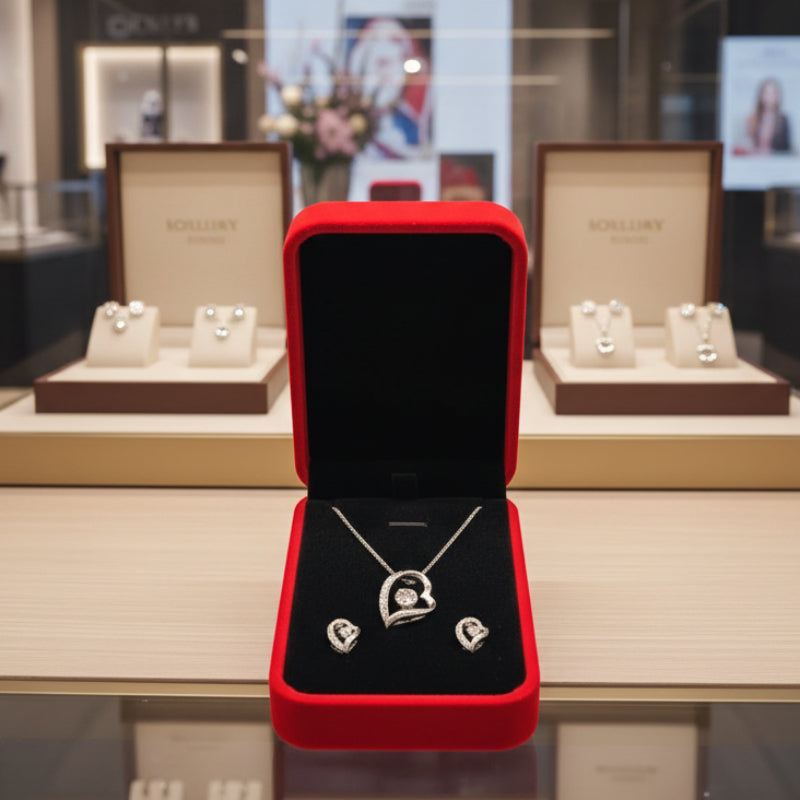 Herz Schmuckset Damen – Versilbert, hochwertig & funkelnd