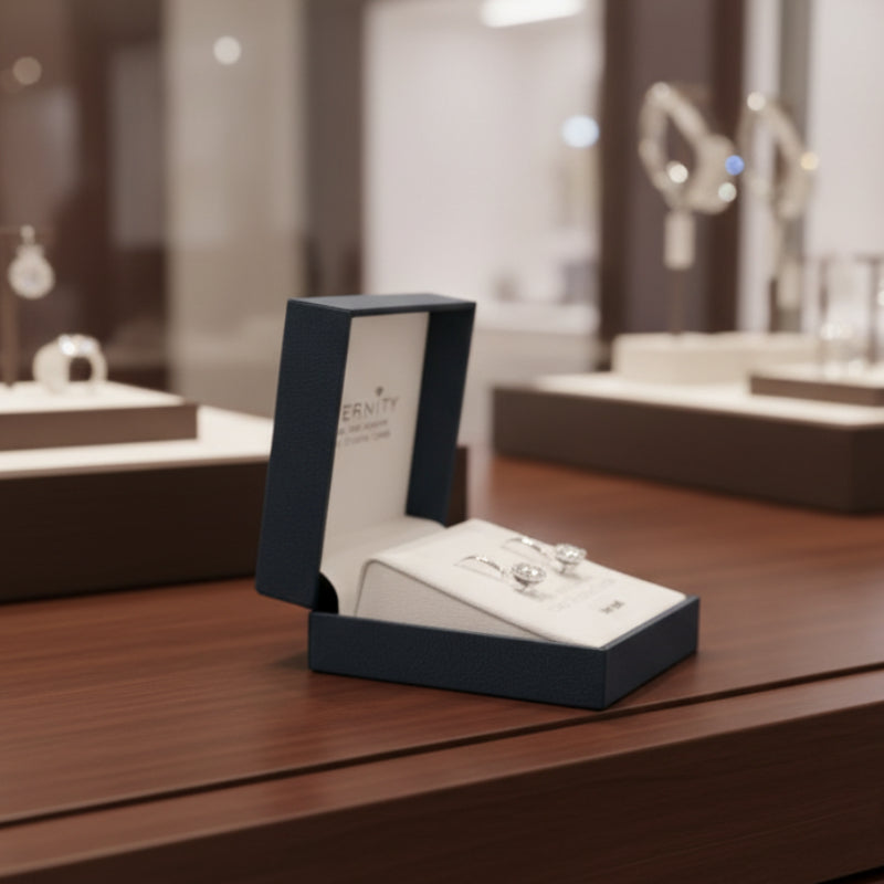 Elegante Ohrringe, Silber plattiert mit Zirkonia-Kristallen – ETERNITY inkl. Schmuckbox