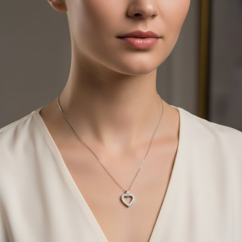 Elegante Halskette, Silber plattiert mit Zirkonia-Kristallen – ETERNITY inkl. Schmuckbox