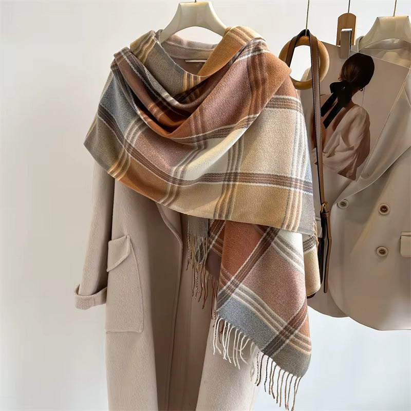 Damen Schal – Warmer Herbst- & Winterschal mit Fransen | Weiches, dickes Tuch in mehreren Farben
