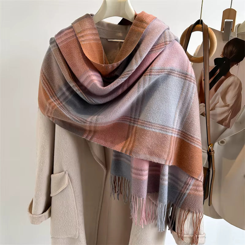 Damen Schal – Warmer Herbst- & Winterschal mit Fransen | Weiches, dickes Tuch in mehreren Farben