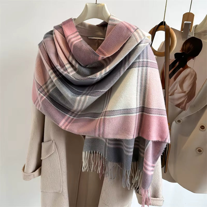 Damen Schal – Warmer Herbst- & Winterschal mit Fransen | Weiches, dickes Tuch in mehreren Farben