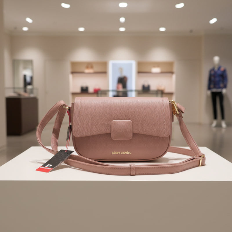 Pierre Cardin – Elegante kleine Tasche in Dunkelrosa mit goldenen Details